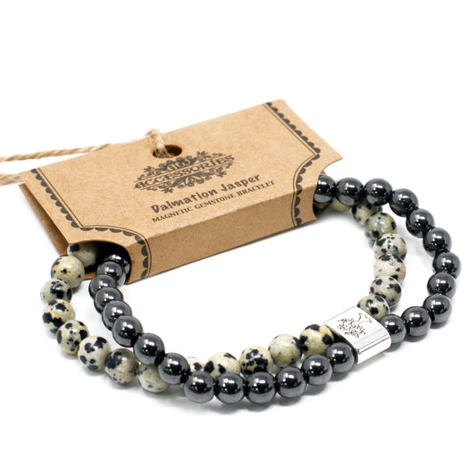 Magnetic Gemstone Bracelet - Dalmatian Jasper