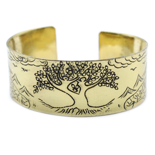 Tibetan Brass Mantra Bracelet - Tree of Life