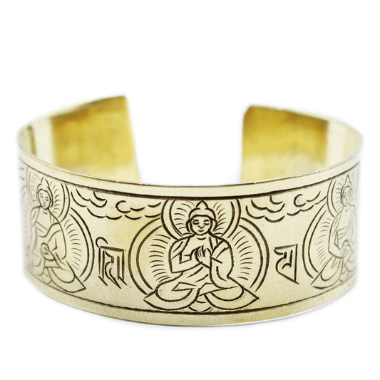 Tibetan Brass Bracelet - Five Buddhas