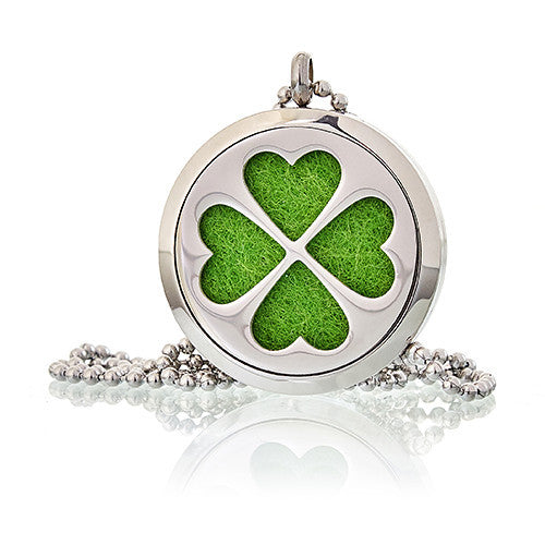 Aromatherapy diffuser necklace 30mm - Four leaf clover