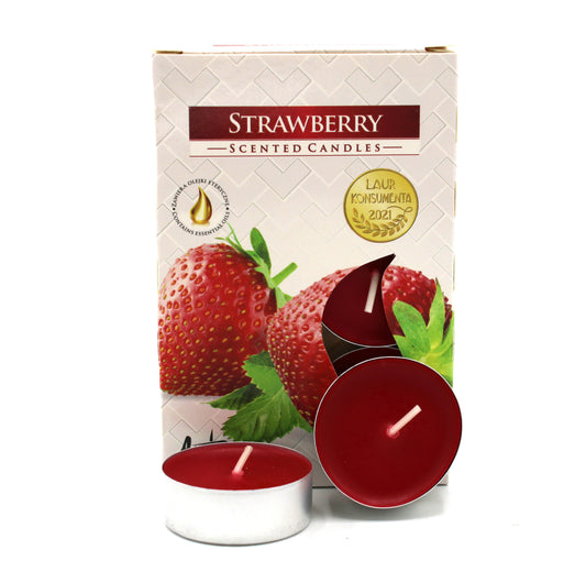 1x Set of 6 Scented Tea Lights - Strawberry