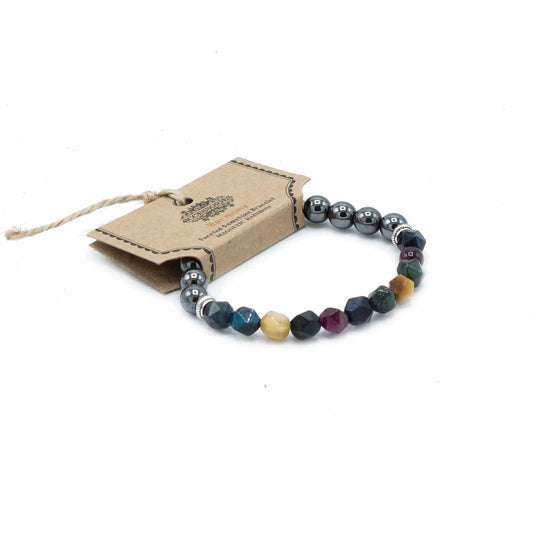 Carved Gemstone Bracelet - Magnetic Rainbow