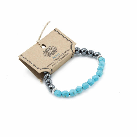 Bracelet de pierres précieuses sculptées - Turquoise magnétique