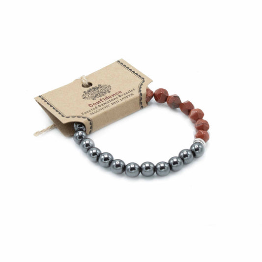 Carved Gemstone Bracelet - Magnetic Red Jasper