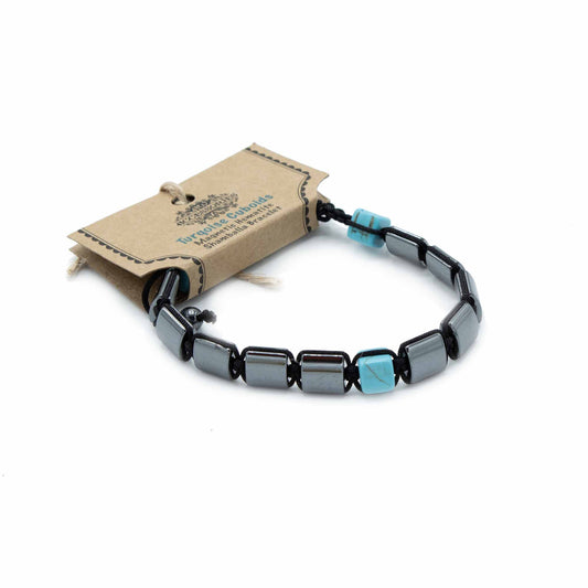 Hematite Shamballa Magnetic Bracelet - Turquoise Cuboids