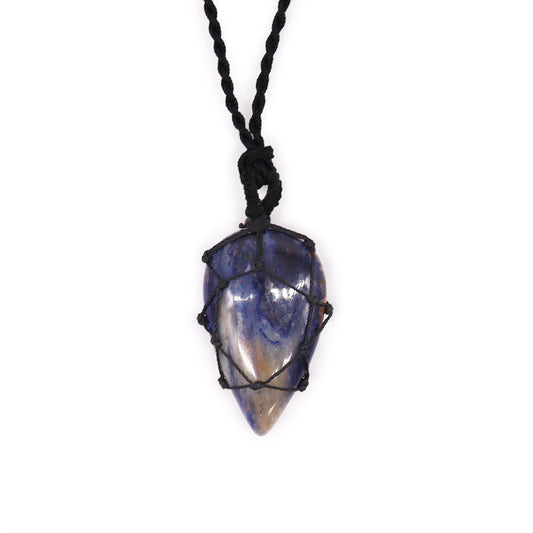 Pendentif en forme de larme de pierres précieuses entrelacées - Sodalite