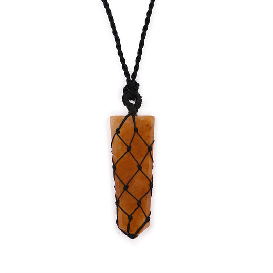 Flat point pendant with intertwined gemstones - Golden Quartz