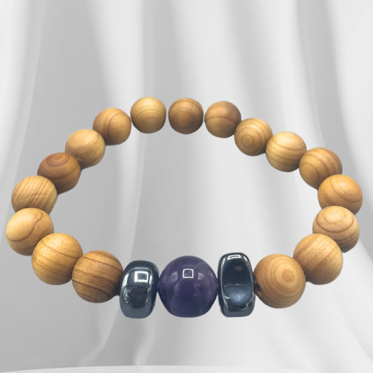 Cedar Bracelet - Third Eye Chakra - Amethyst