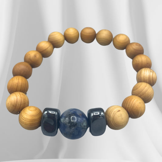 Cedar Bracelet - Throat Chakra - Sodalite